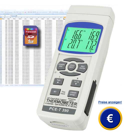 Digitales mehrkanaliges - Temperaturmessgerät PCE-T390